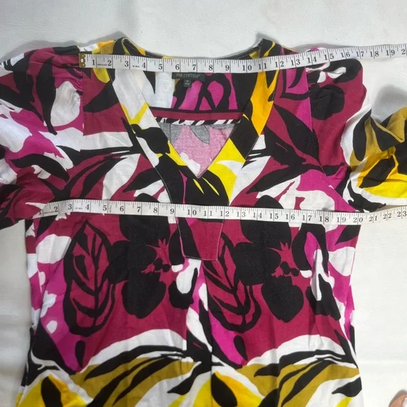 CYNTHIA ROWLEY MINI DRESS PRINT MULTY PINK FLORAL SIZE  M EXCELLENT CONDITION - Picture 11 of 11